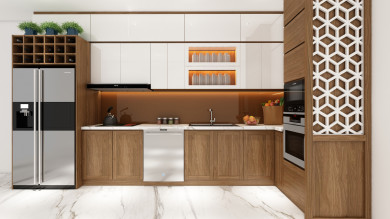 Thiết kế không gian nội thất phòng bếp sang trọng, hiện đại