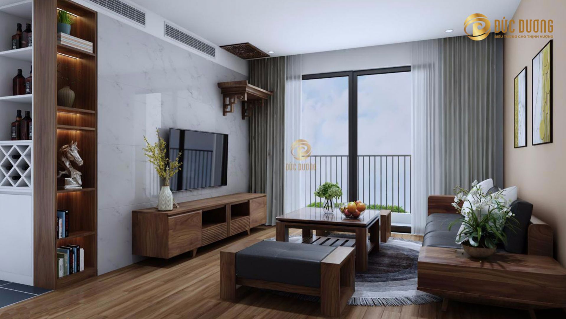 Thiết kế nội thất phòng khách hiện đại với không gian mở