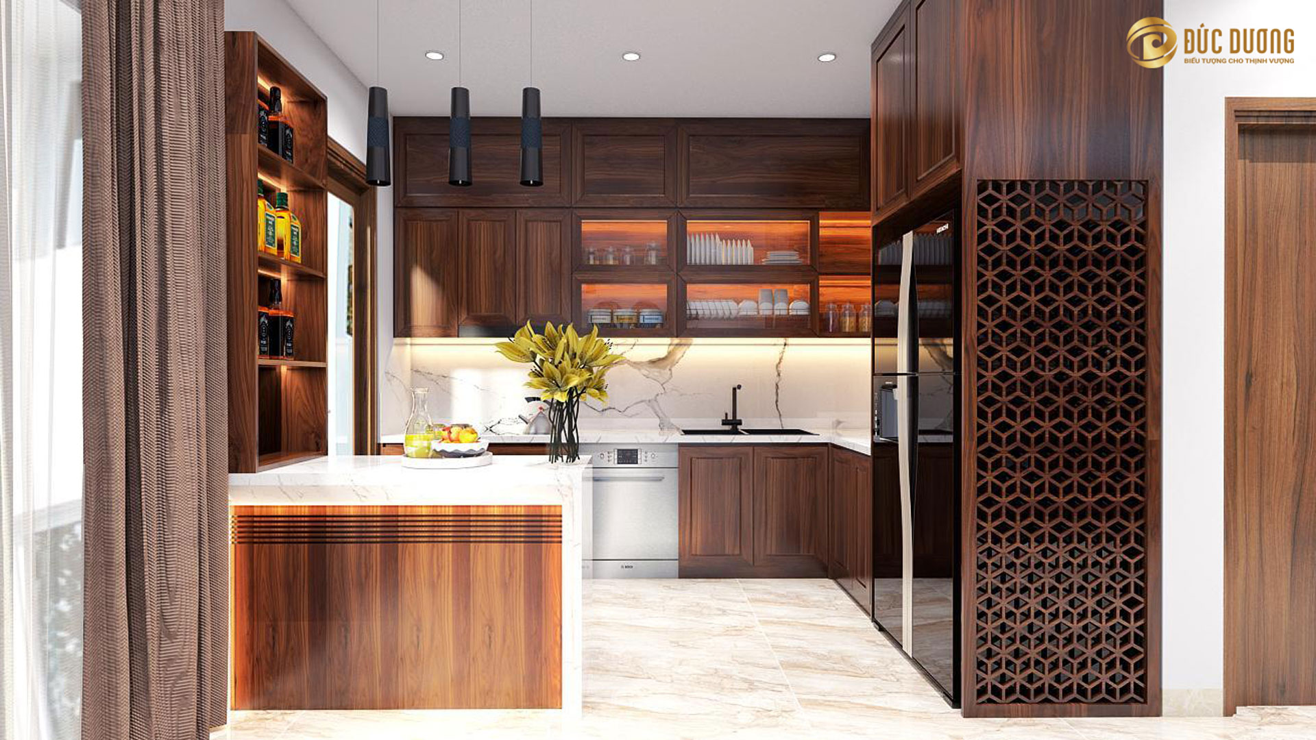 Thiết kế không gian nội thất cho mẫu phòng bếp biệt thự