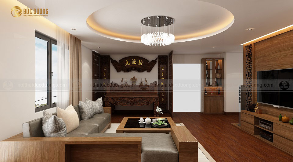 Mẫu thiết kế nội thất phòng khách bằng gỗ đẹp
