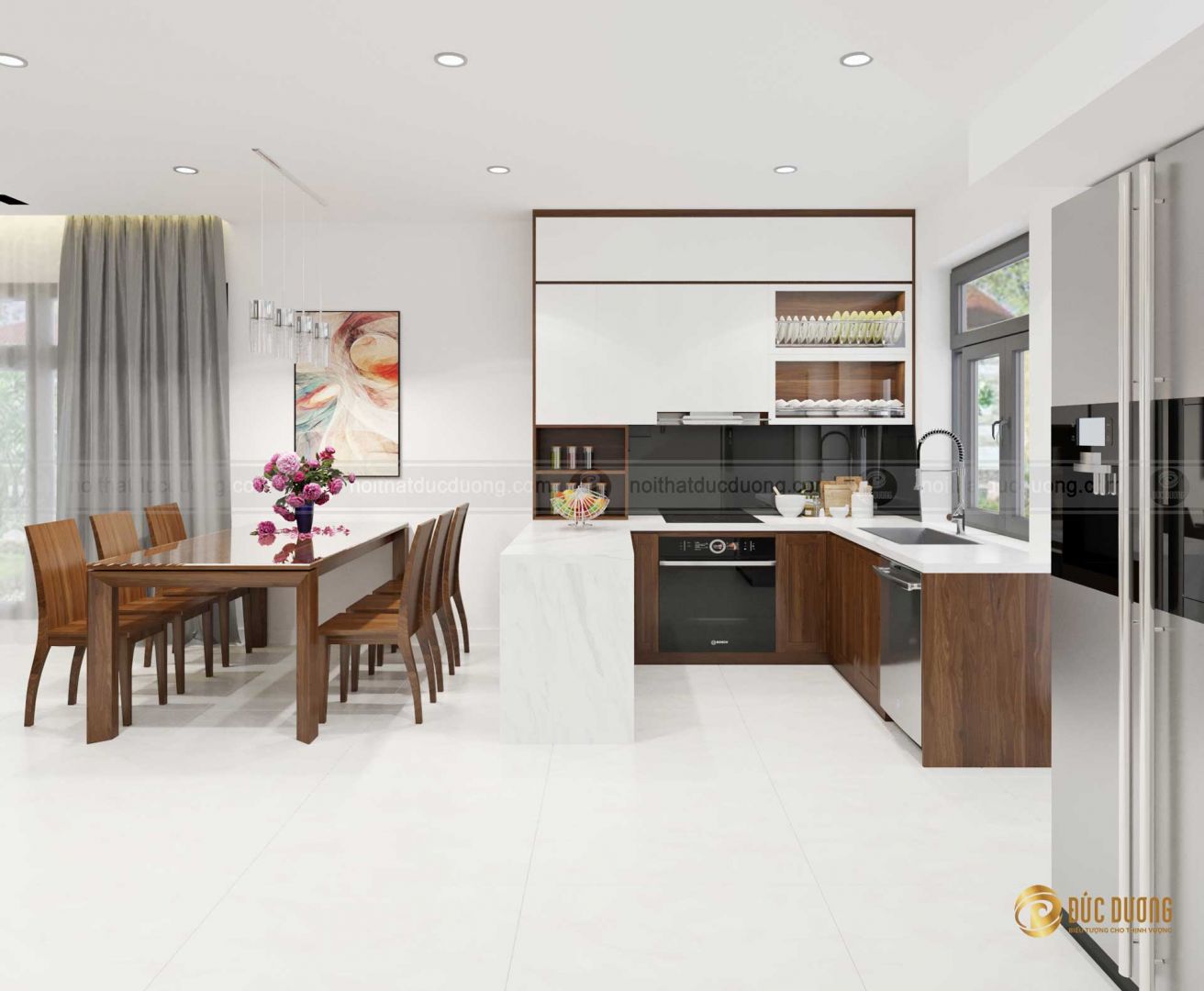 Thiết kế không gian nội thất cho mẫu phòng bếp nhỏ hiện đại
