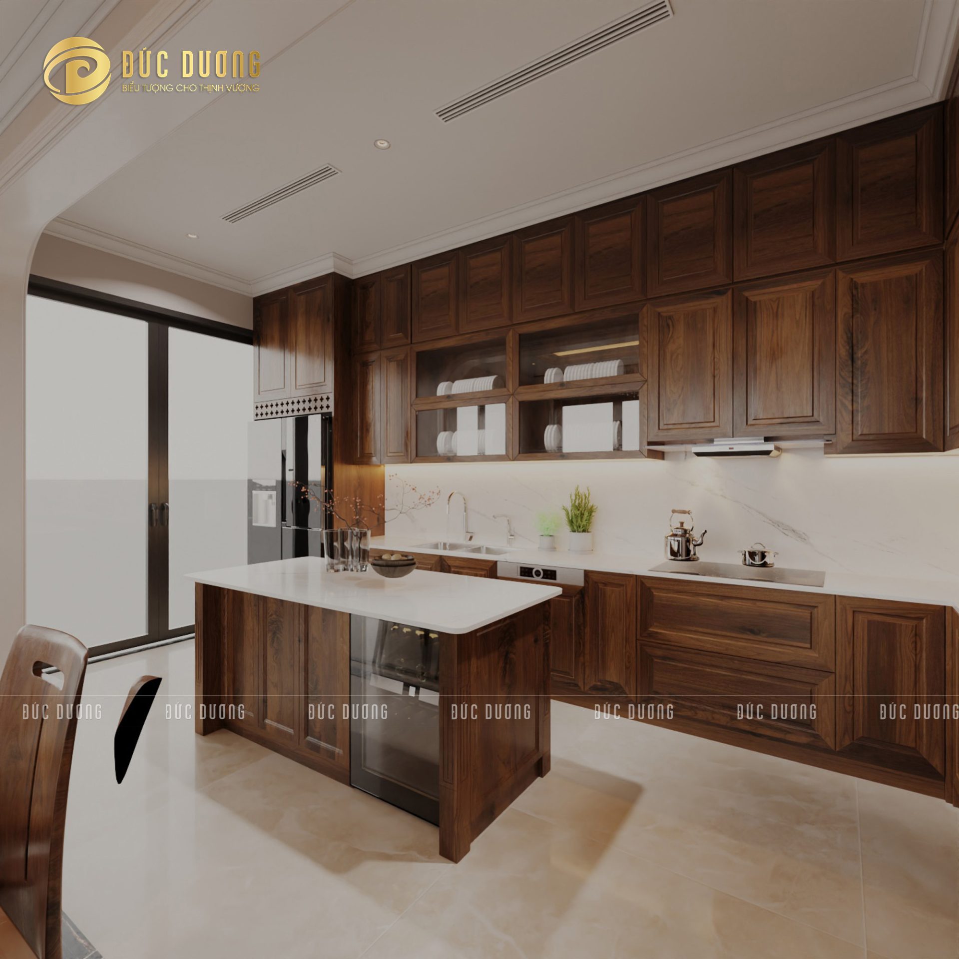 Bàn đảo gỗ óc chó BĐ 002 1