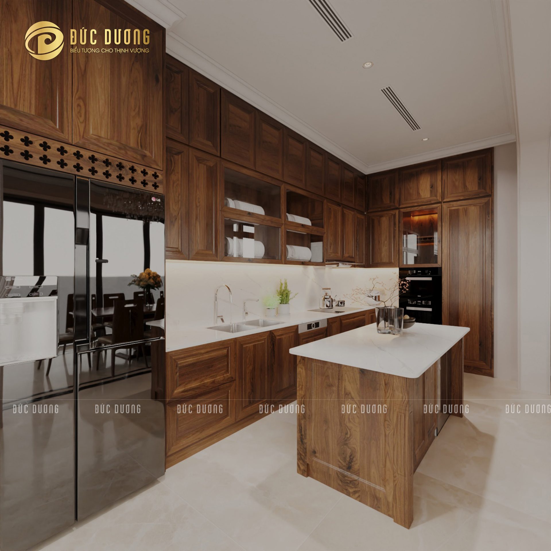 Bàn đảo gỗ óc chó BĐ 002
