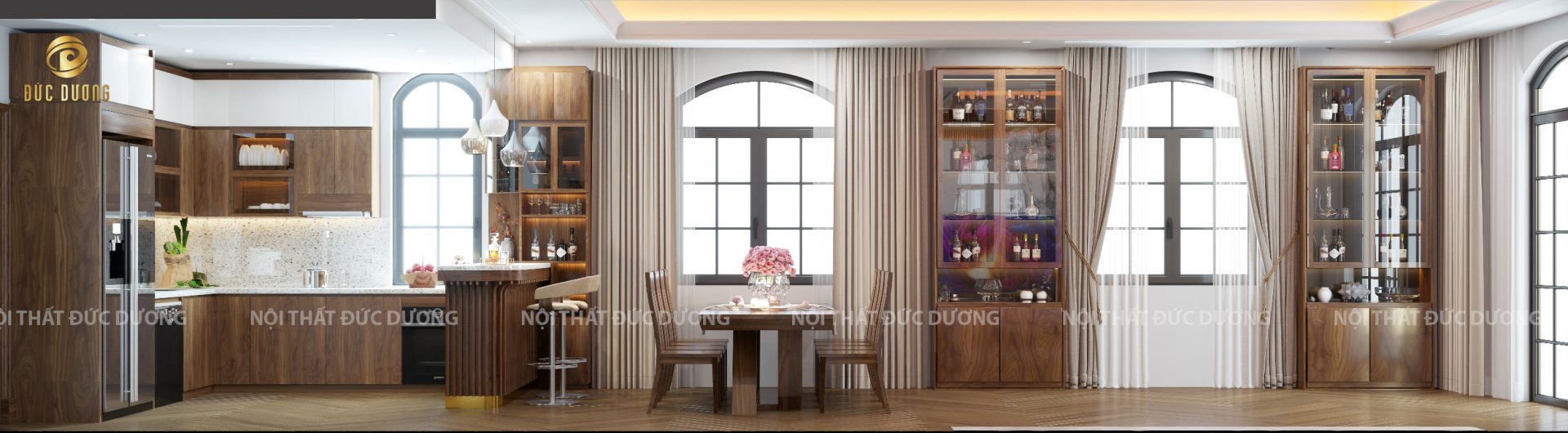 Bàn đảo gỗ óc chó BĐ 004 3