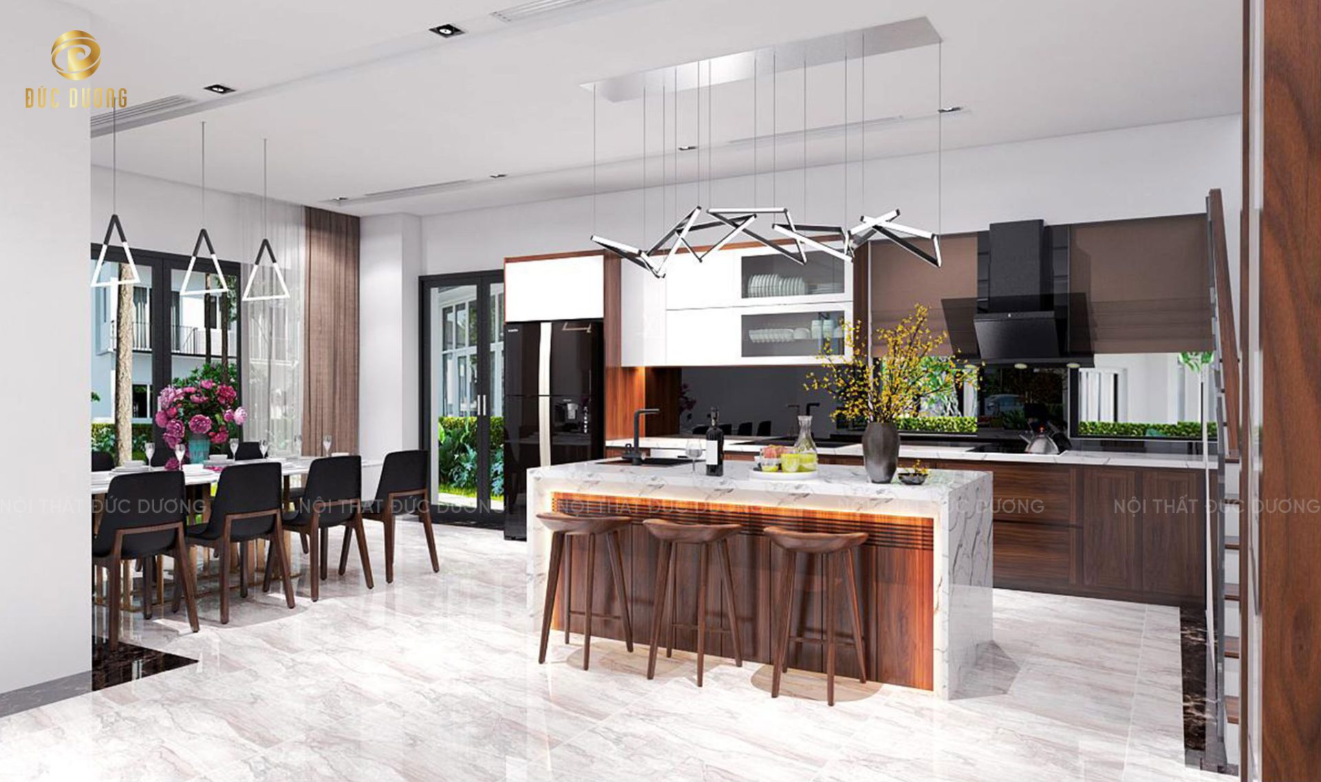 Bàn đảo gỗ óc chó BĐ 004
