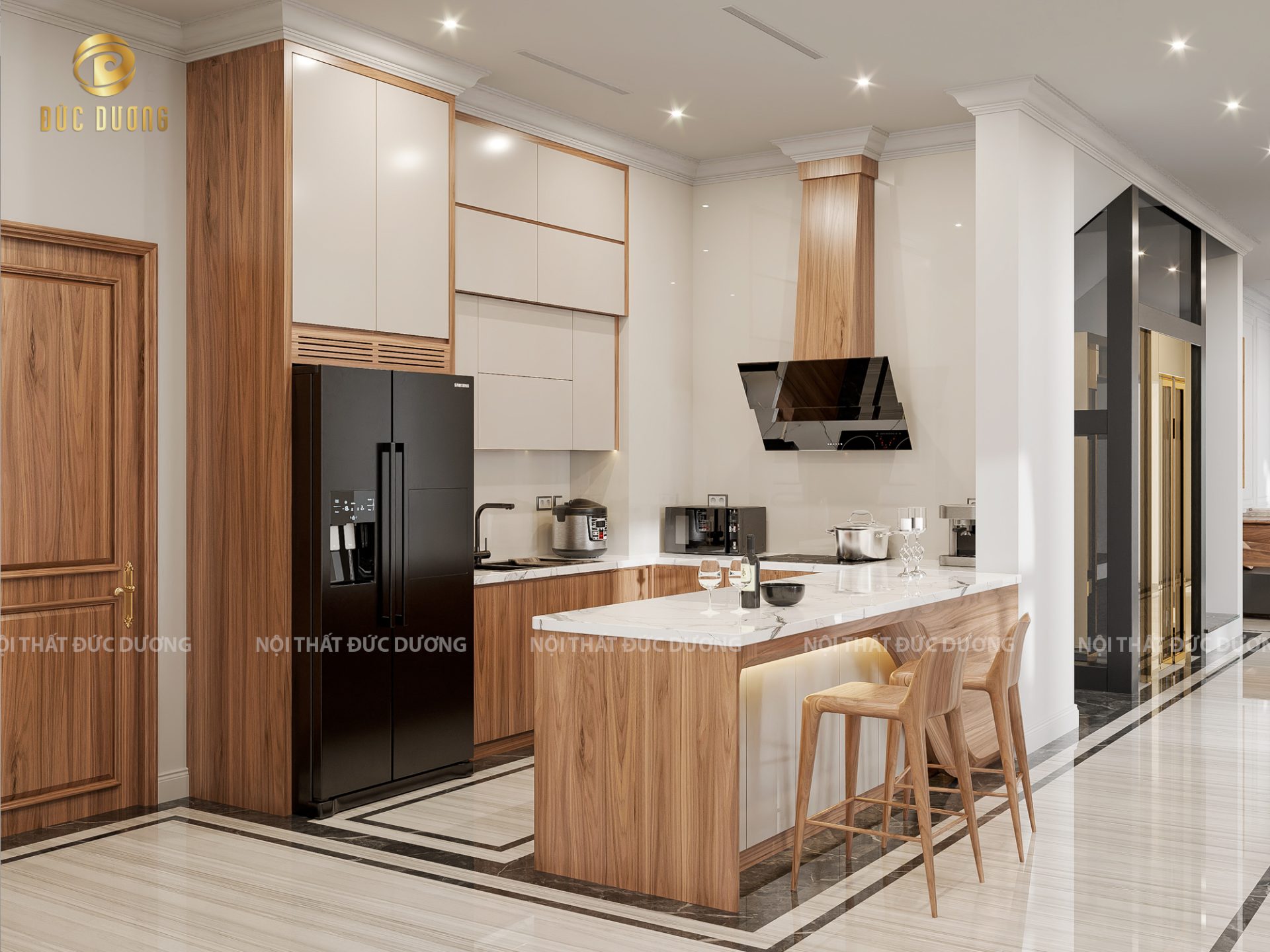 Bàn đảo gỗ óc chó BĐ 006 1