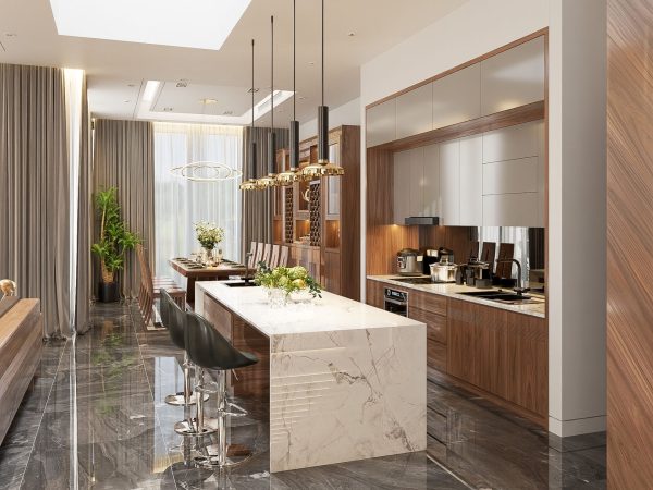 Bàn đảo gỗ óc chó BĐ 007