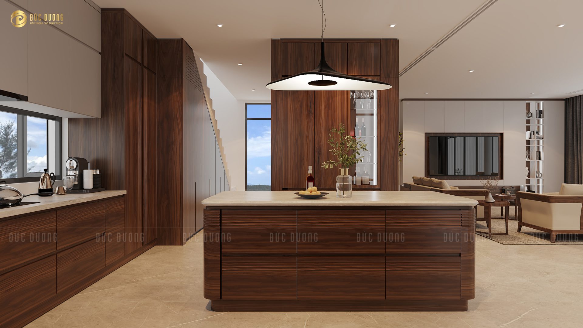 Bàn đảo gỗ óc chó BĐ 011 2