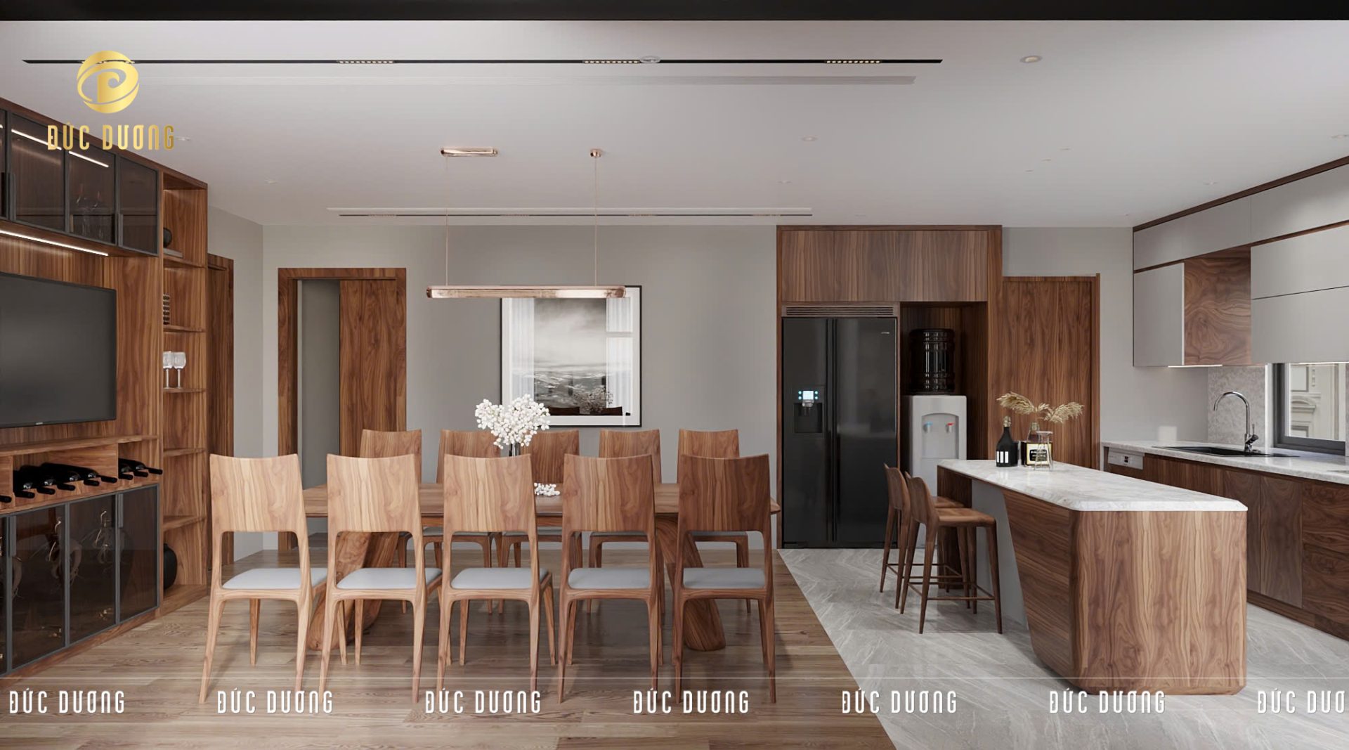 Bàn đảo gỗ óc chó BĐ 017