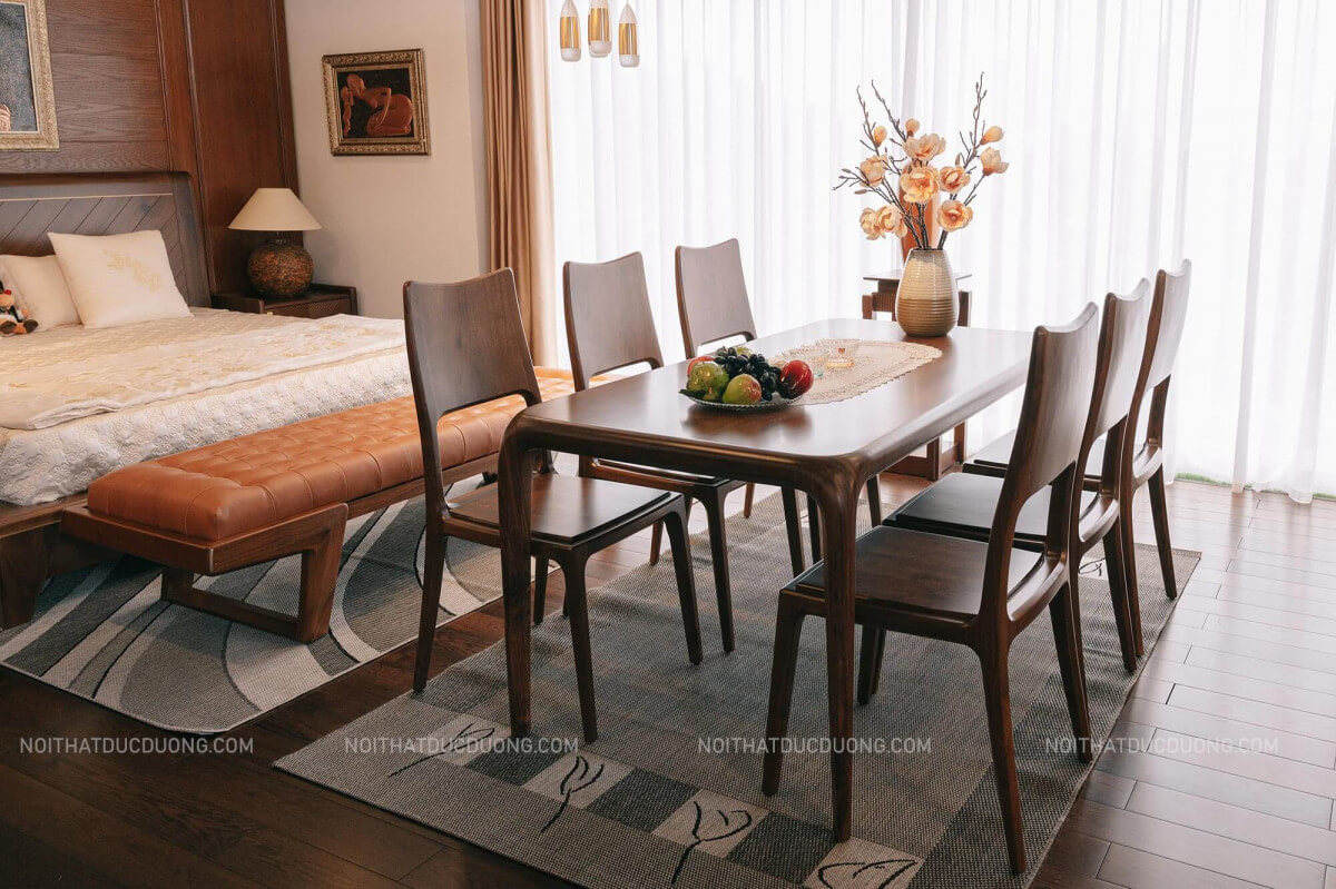 Bàn ghế ăn gỗ óc chó 11